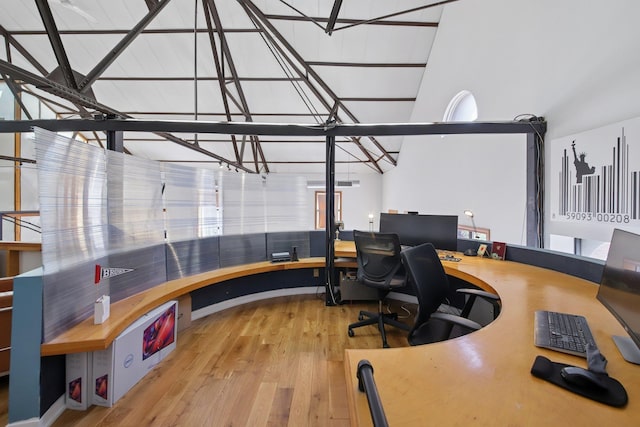 office with wood finished floors