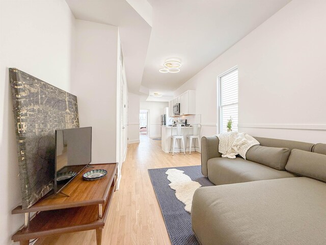 living room with light wood-type flooring