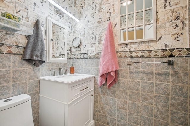 237 3rd St Unit 1, Jersey City, NJ 07302 - bathroom featuring tile walls and vanity