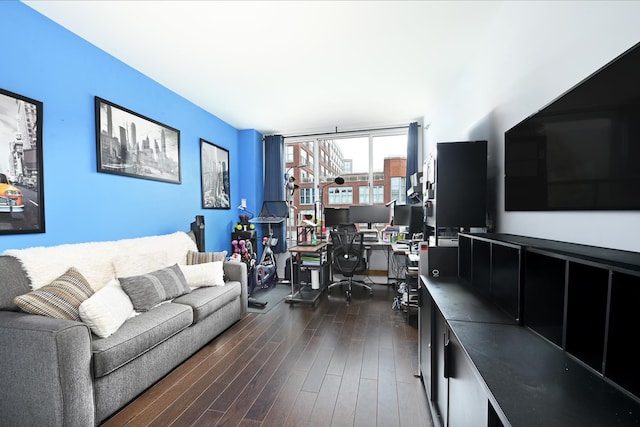 living area with dark wood finished floors