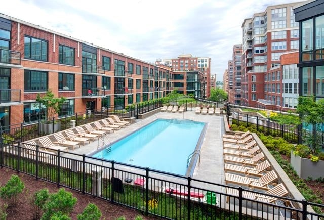 community pool with fence