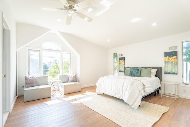 238 Undercliff Ave, Edgewater, NJ 07020 - bedroom with vaulted ceiling, light wood-type flooring, recessed lighting, and ceiling fan