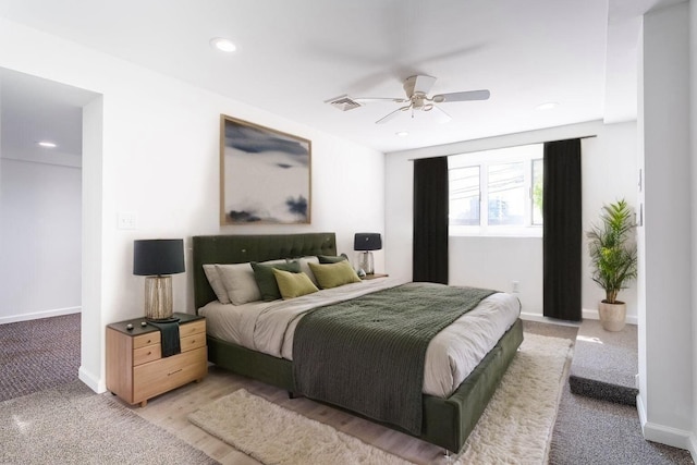 238 Undercliff Ave, Edgewater, NJ 07020 - bedroom with light carpet, recessed lighting, and a ceiling fan
