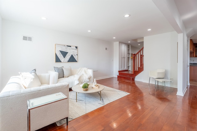 238 Undercliff Ave, Edgewater, NJ 07020 - living area featuring stairway, recessed lighting, and wood-type flooring