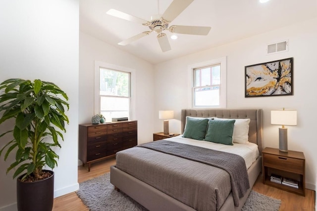 238 Undercliff Ave, Edgewater, NJ 07020 - bedroom featuring vaulted ceiling, multiple windows, light wood-style flooring, ceiling fan, and recessed lighting