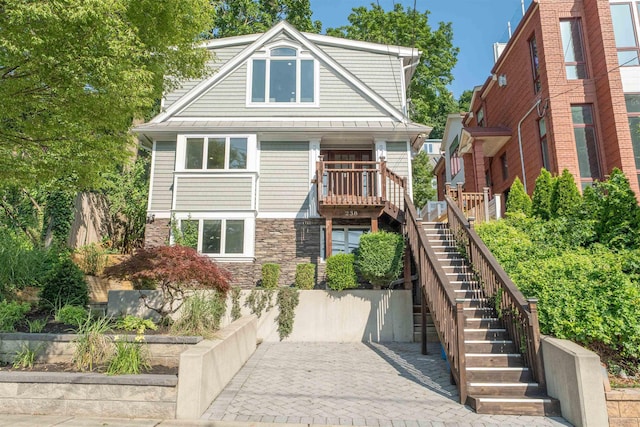 238 Undercliff Ave, Edgewater, NJ 07020 - view of front of home with stairs and stone siding