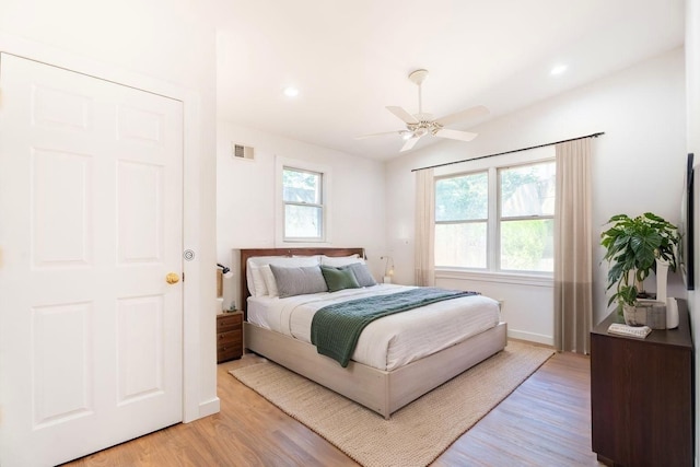 238 Undercliff Ave, Edgewater, NJ 07020 - bedroom with light wood-style flooring, ceiling fan, and recessed lighting