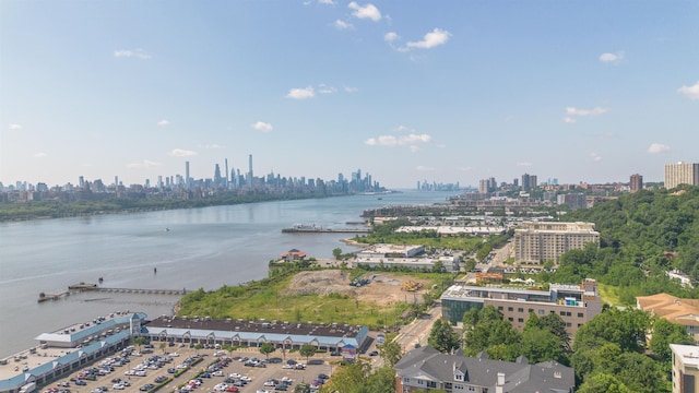 238 Undercliff Ave, Edgewater, NJ 07020 - drone / aerial view of city skyline and a large body of water