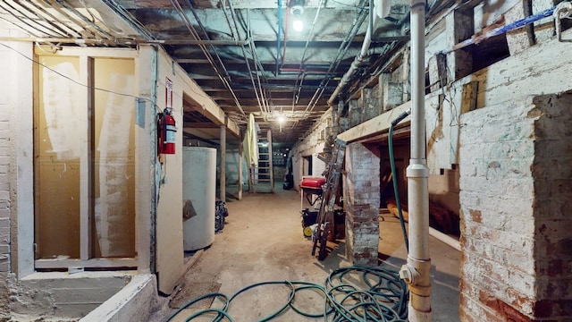 basement with gas water heater