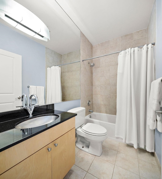 83 Monroe St Unit 3A, Hoboken, NJ 07030 - bathroom with tile patterned floors, vanity, toilet, and shower / bath combination with curtain
