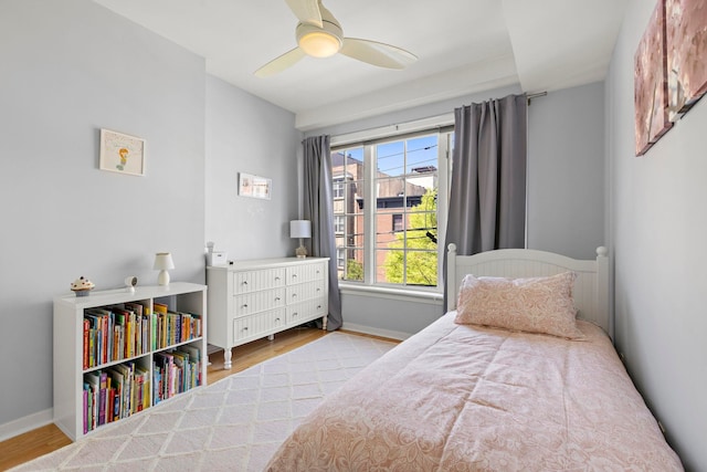83 Monroe St Unit 3A, Hoboken, NJ 07030 - bedroom with baseboards, ceiling fan, and wood finished floors