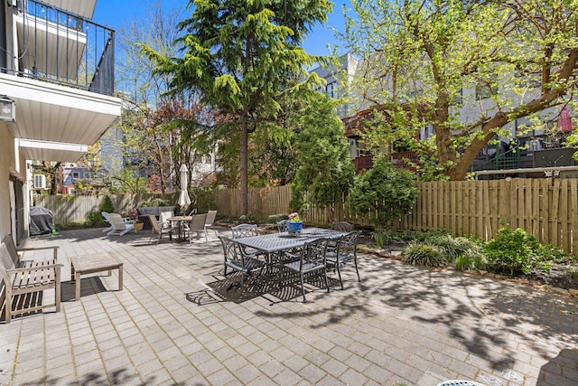 83 Monroe St Unit 3A, Hoboken, NJ 07030 - view of patio / terrace with outdoor dining area and a fenced backyard