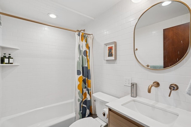 380 Mountain Rd Unit 1012, Union City, NJ 07087 - bathroom with tile walls, vanity, shower / bath combo, and tasteful backsplash