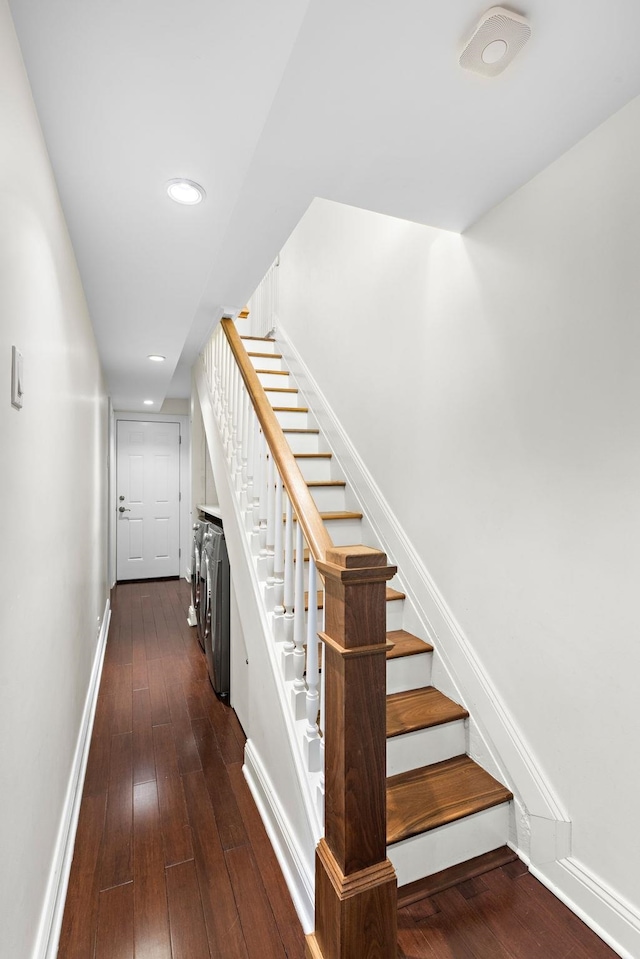 908 Garden St Unit 1, Hoboken, NJ 07030 - stairway with recessed lighting, baseboards, and wood-type flooring