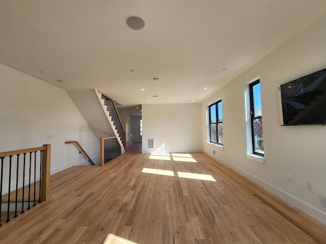 unfurnished living room featuring light hardwood / wood-style flooring