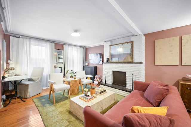 233 Summit Ave, Jersey City, NJ 07304 - living room featuring hardwood / wood-style floors and a fireplace