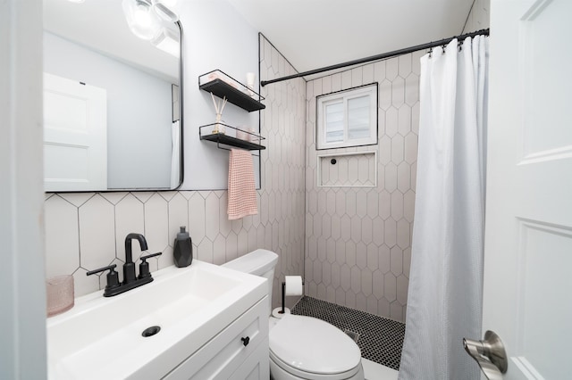 34 Romaine Ave Unit 2, Jersey City, NJ 07306 - full bath featuring a tile shower, tile walls, vanity, and backsplash