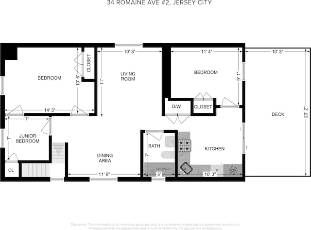 34 Romaine Ave Unit 2, Jersey City, NJ 07306 - view of floor plan / room layout