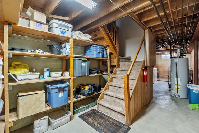 storage room with water heater