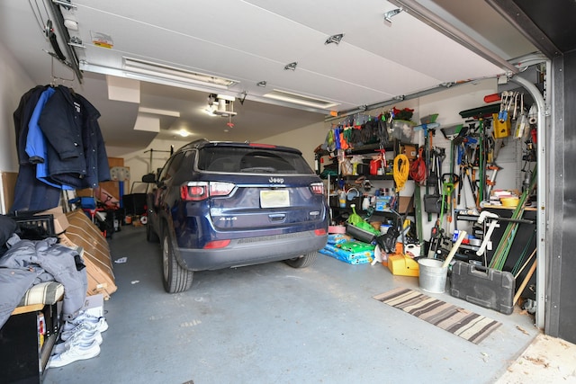 garage with a garage door opener