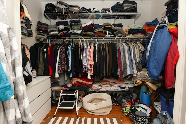 spacious closet featuring wood finished floors