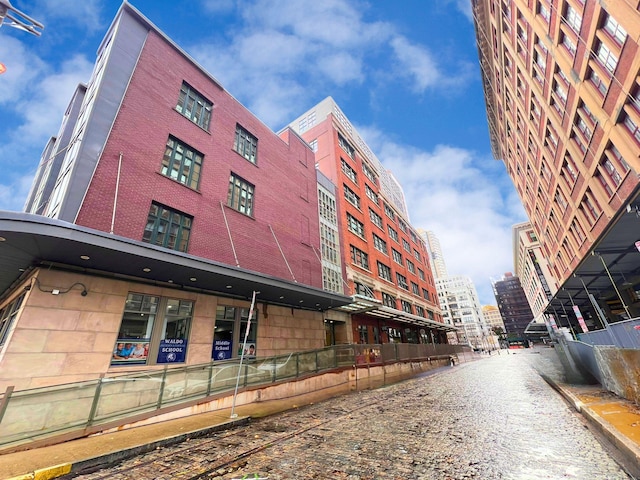 view of building exterior with a view of city