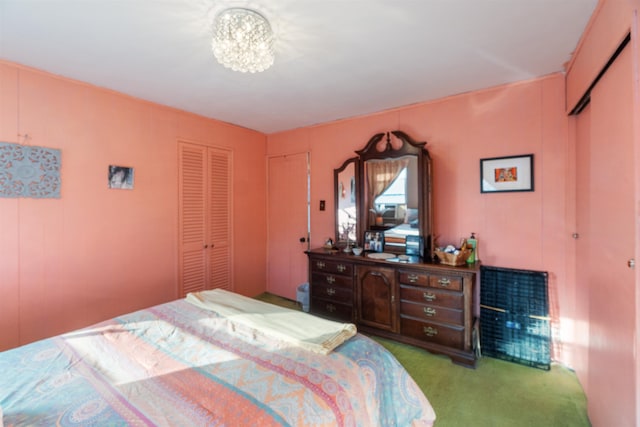 bedroom with a closet and carpet flooring