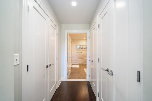 1025 Maxwell Ln Unit 304, Hoboken, NJ 07030 - corridor featuring recessed lighting, baseboards, and dark wood-style floors