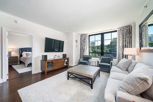 1025 Maxwell Ln Unit 304, Hoboken, NJ 07030 - living area featuring crown molding, baseboards, and hardwood / wood-style floors