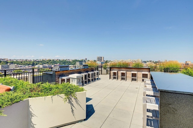 1025 Maxwell Ln Unit 304, Hoboken, NJ 07030 - view of patio / terrace with a view of city and outdoor dry bar