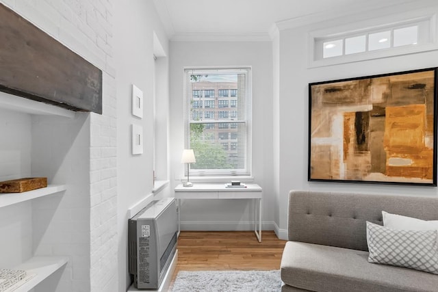 264 9th St Unit 2R, Jersey City, NJ 07302 - living area featuring light wood-type flooring, crown molding, and baseboards