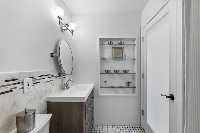 264 9th St Unit 2R, Jersey City, NJ 07302 - bathroom with vanity and tile walls
