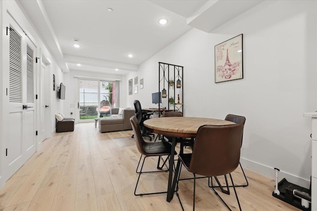 226 Bay St Unit 1, Jersey City, NJ 07302 - dining area with light wood finished floors, recessed lighting, and baseboards