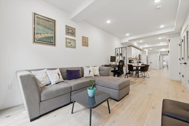 226 Bay St Unit 1, Jersey City, NJ 07302 - living area with light wood-style floors and recessed lighting