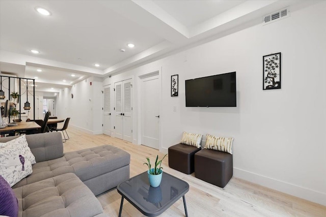226 Bay St Unit 1, Jersey City, NJ 07302 - living room featuring light wood-type flooring, recessed lighting, and baseboards