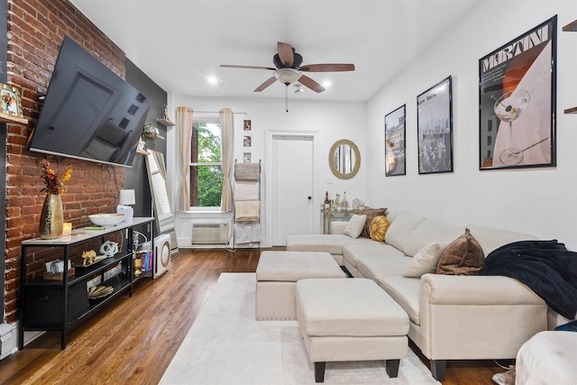 422 Grand St Unit 4, Hoboken, NJ 07030 - living area featuring a ceiling fan, wood finished floors, and recessed lighting