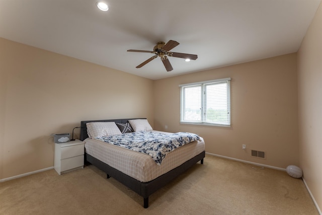 12 Davey Dr, West Orange, NJ 07052 - bedroom with light carpet, recessed lighting, and a ceiling fan