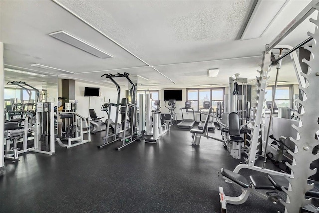 380 Mountain Rd Unit 213, Union City, NJ 07087 - workout area featuring a textured ceiling