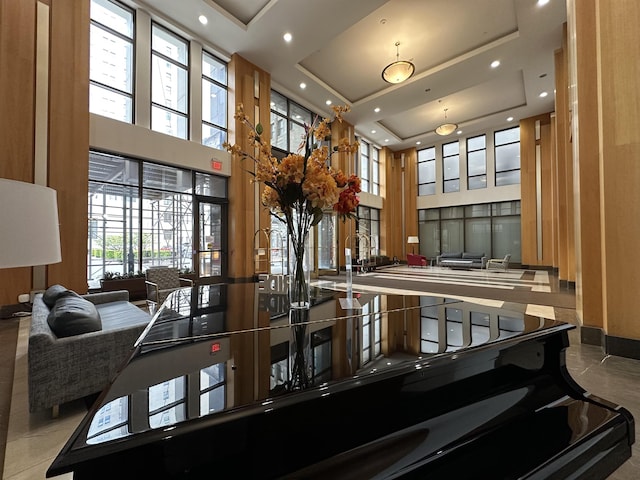 4 Beacon Way Unit 1001, Jersey City, NJ 07304 - lobby with a high ceiling and recessed lighting