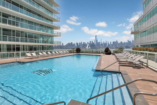 pool with a city view