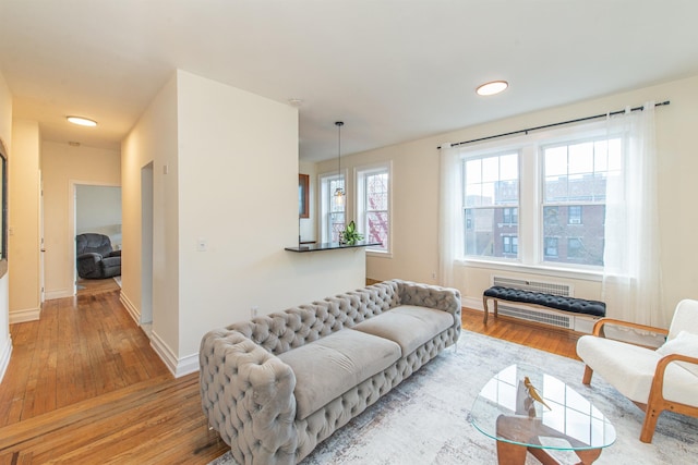 living room with light wood-type flooring