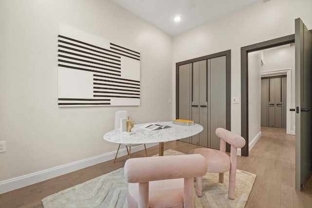 dining room with light hardwood / wood-style floors