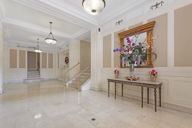 interior space with crown molding