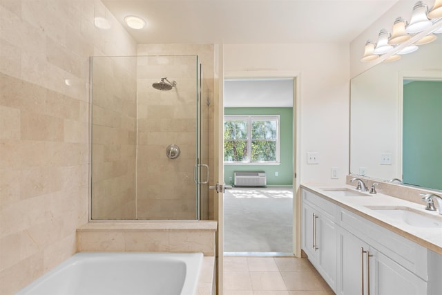 15 Enterprise Ct Unit 211, Jersey City, NJ 07305 - full bath with a bath, tile patterned flooring, a sink, and tiled shower
