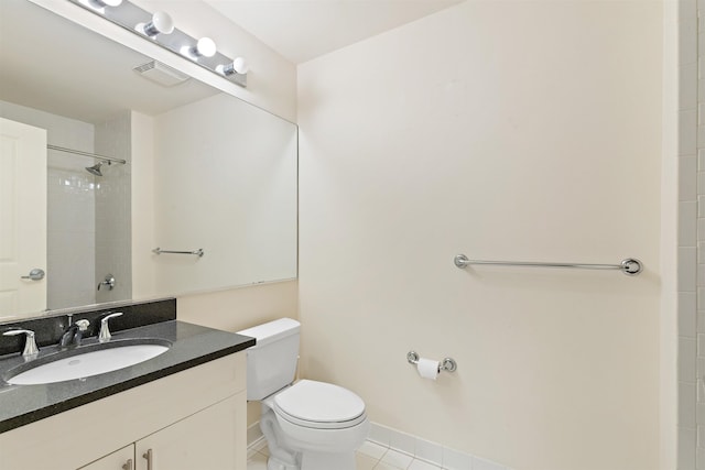 15 Enterprise Ct Unit 211, Jersey City, NJ 07305 - bathroom with a shower, visible vents, toilet, vanity, and tile patterned flooring