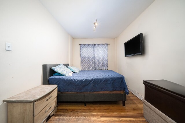 bedroom with hardwood / wood-style floors