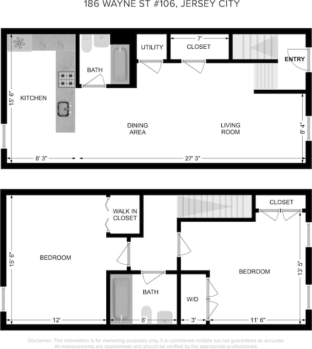186 Wayne St Unit D-106, Jersey City, NJ 07302 - property floor plan