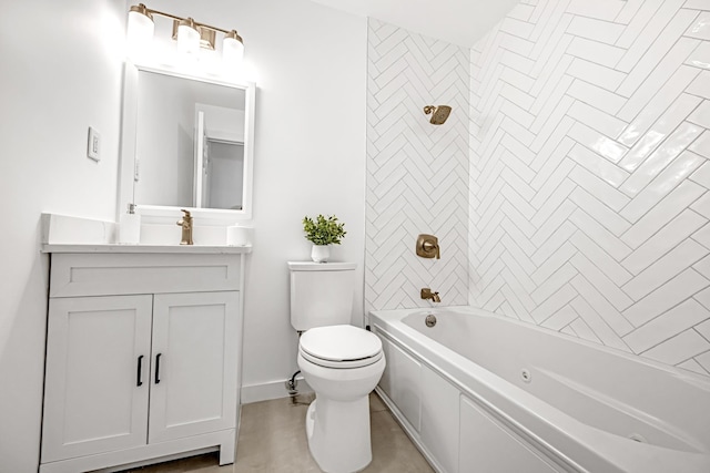 127 Jane St, Weehawken, NJ 07086 - full bath featuring toilet, vanity, washtub / shower combination, and baseboards