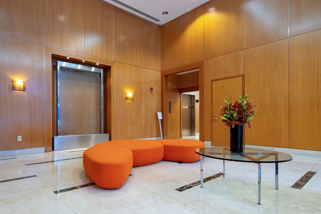1 Shore Ln Unit 1208, Jersey City, NJ 07310 - building lobby with wood walls and a towering ceiling