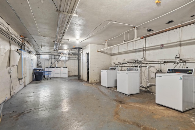 2615 John F Kennedy Blvd Unit B2, Jersey City, NJ 07306 - garage with independent washer and dryer and concrete block wall